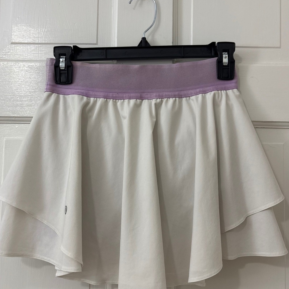 Lululemon Court Rival High Rise Skirt 4 White Purple Skort Tennis Gym Pickleball